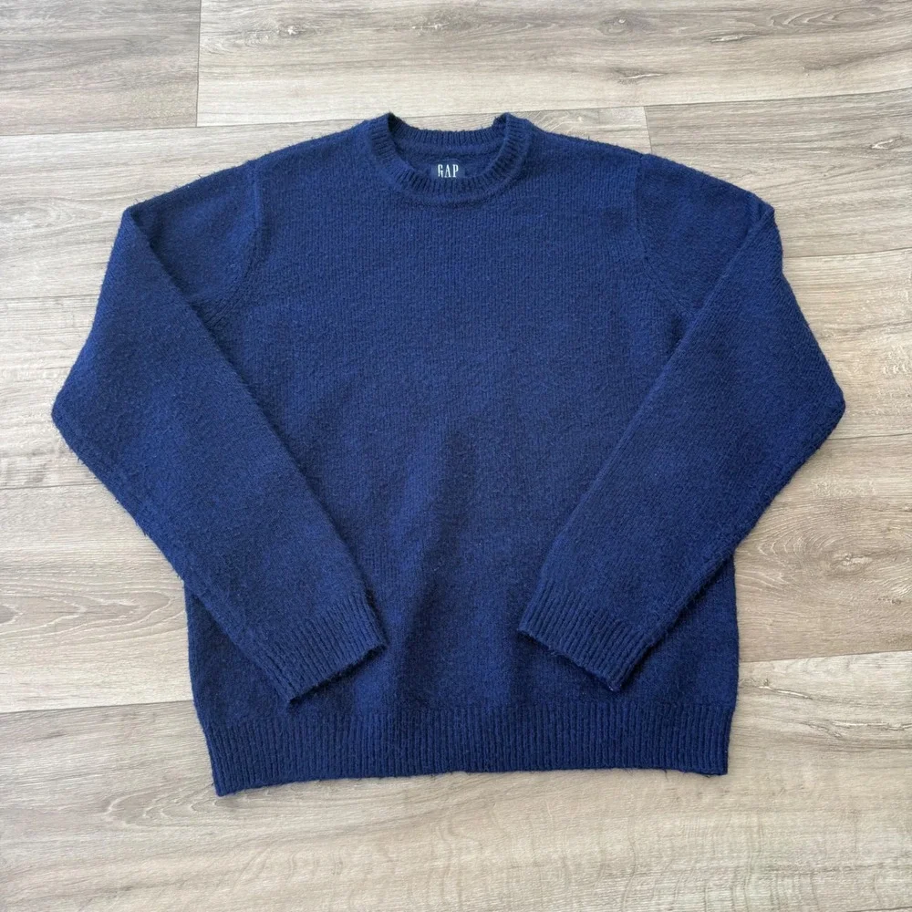 GAP Mens Crewneck Sweater Navy Blue Knit Pullover Long Sleeve Medium 0991
